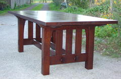 Gustav Stickley Harvey Ellis Inspired Custom Rectangular Dining Table With Bread Board Ends and Removable 12" leaves.